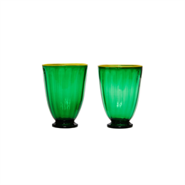 La Double J - Murano Glass - Verde - Rainbow Glass Set of 2
